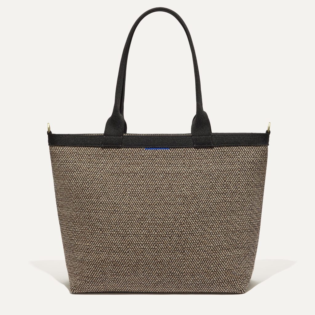 The Lightweight Zip Tote - Cacao Herringbone