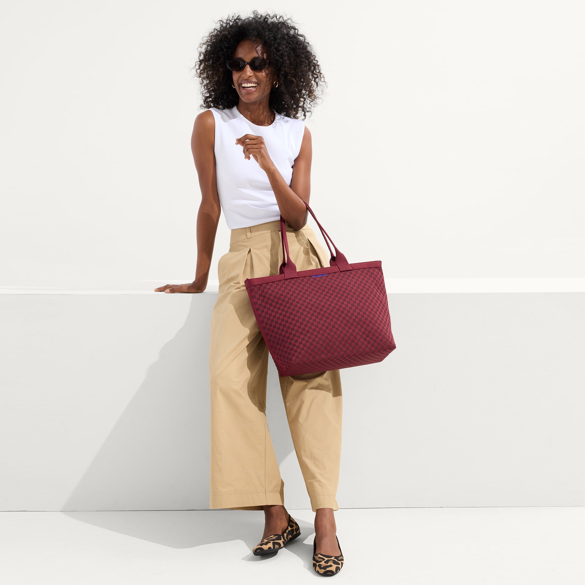 The Lightweight Zip Tote - Cabernet Check - Image 4